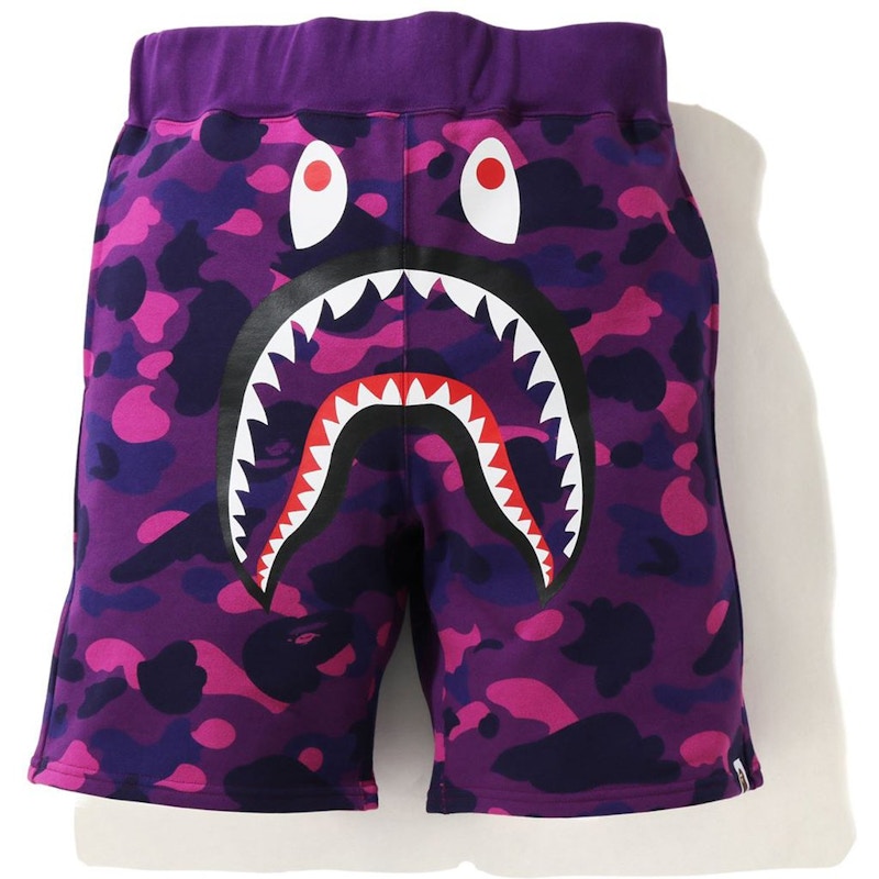 BAPE Color Camo Shark Sweat Shorts Purple Men's - US