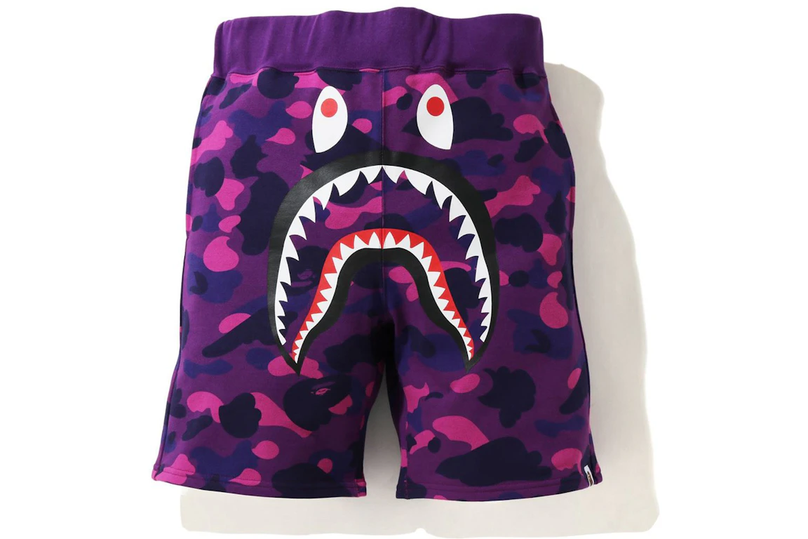 BAPE Color Camo Shark Sweat Shorts (SS21) Purple