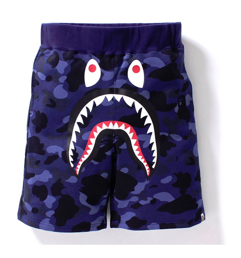BAPE Color Camo Shark Sweat Shorts Navy Men s US