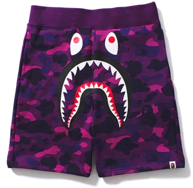 BAPE Color Camo Shark Sweat Shorts Purple Men's - US