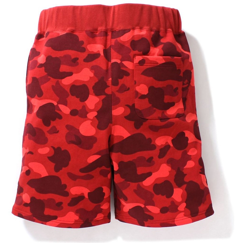 BAPE Color Camo Shark Sweat Shorts Red Men's - SS21 - US