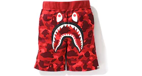 BAPE Color Camo Shark Sweat Shorts Red