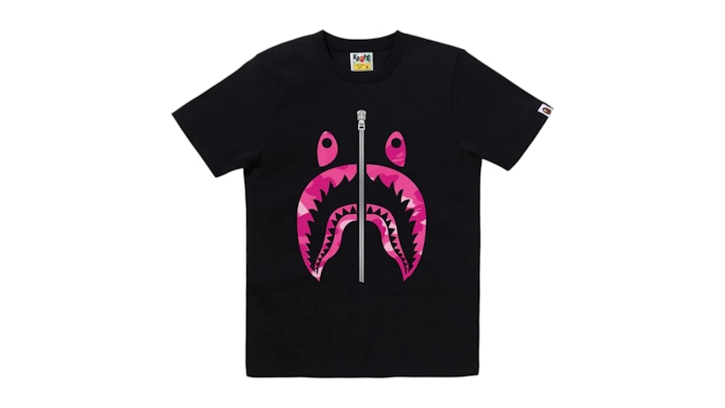 Pre-owned Bape Women's Camo Shark Tee Shirt In Black Pink In Multi
