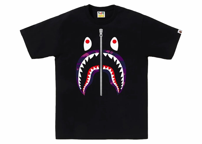 BAPE Color Camo Shark Tee Black Purple Men s US