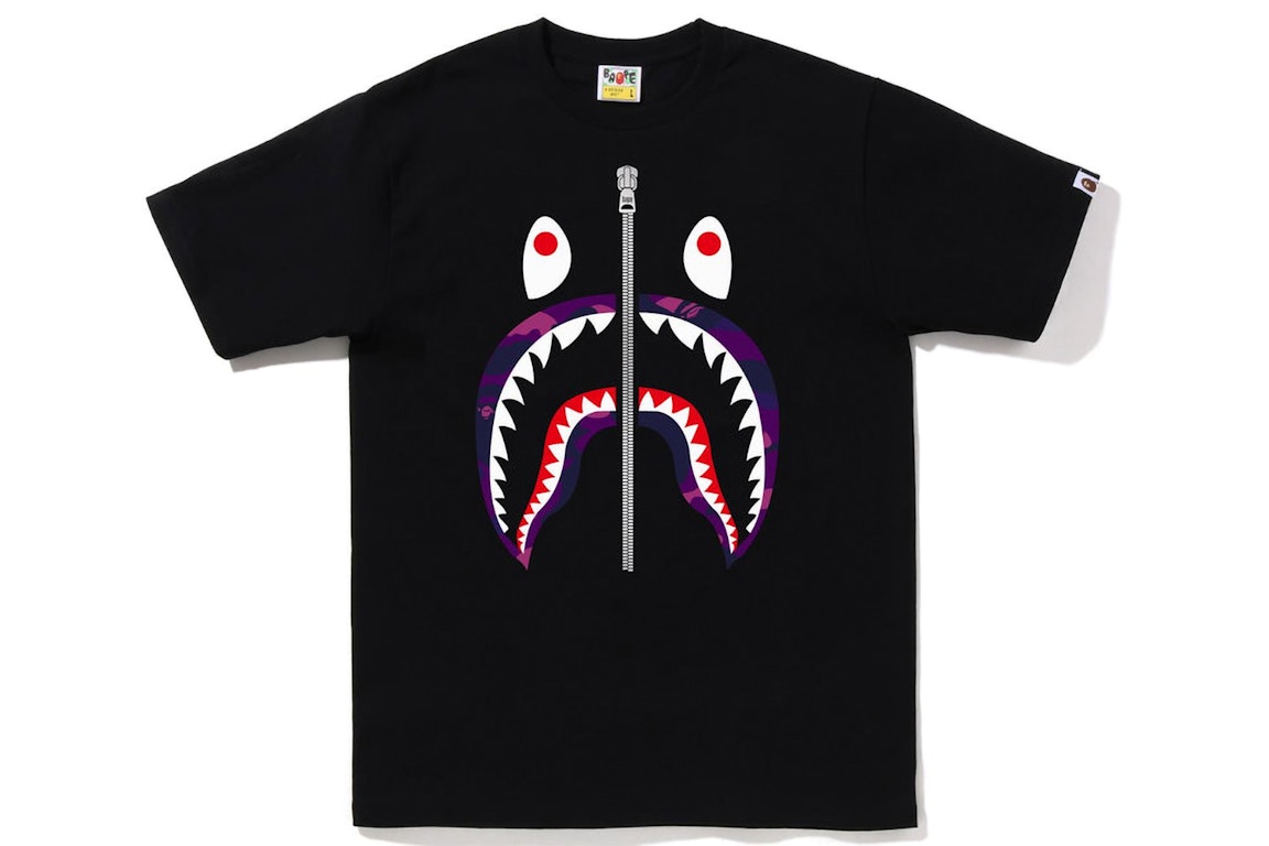Click to view more detailed imagery on our partner's website Pre-owned Bape Color Camo Shark Tee (fw22) Black Purple