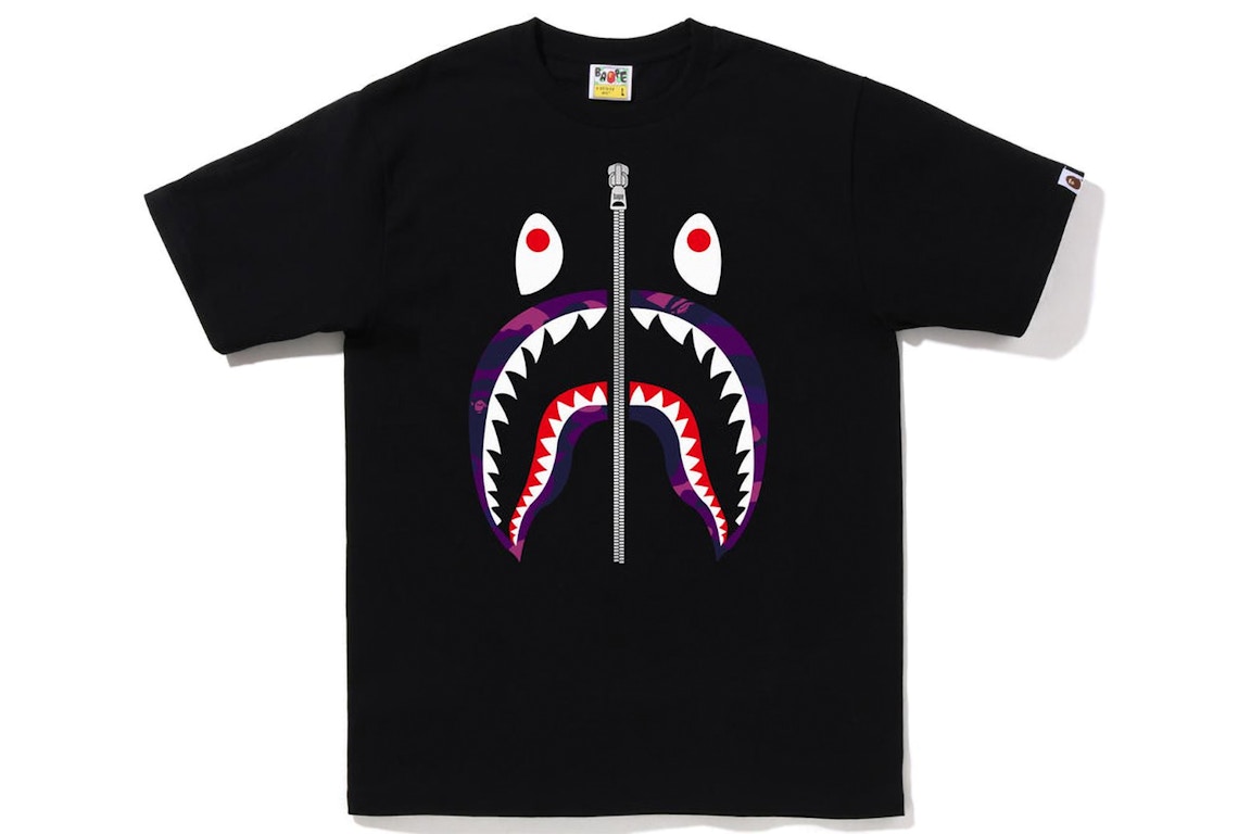 Pre-owned Bape Color Camo Shark Tee (fw22) Black Purple