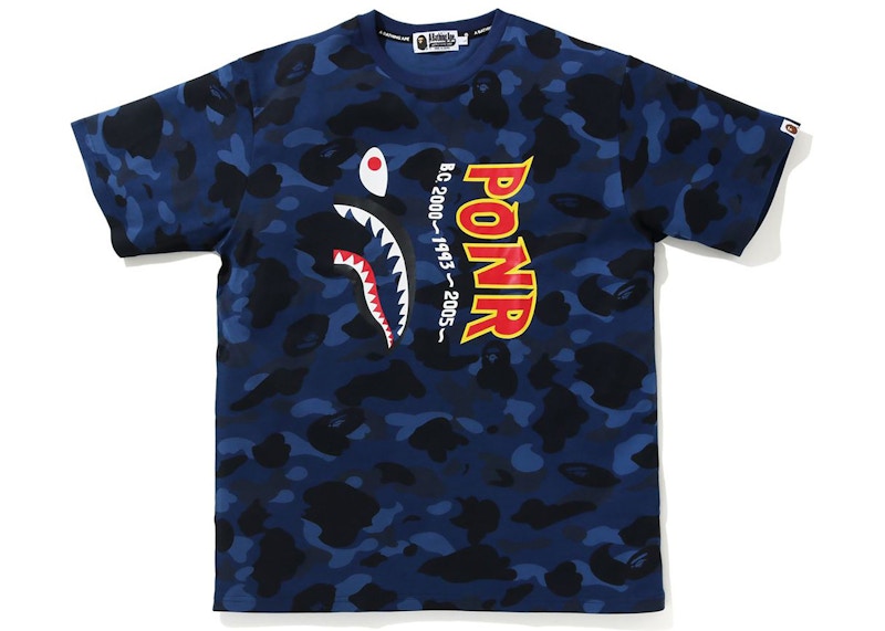 Pre-owned Bape Men's Camo Shark Wide Tee Shirt In Blue