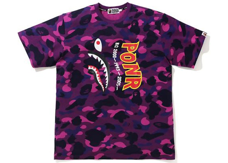 Bape purple camo shark tee online