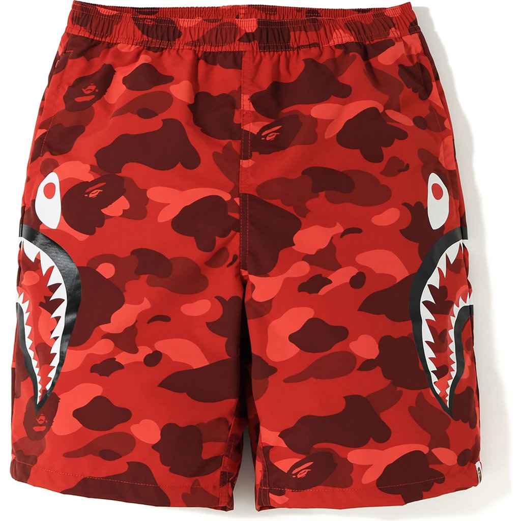 BAPE Color Camo Side Shark Beach Shorts Red Men's - SS19 - US