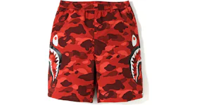 BAPE Color Camo Side Shark Beach Shorts Red