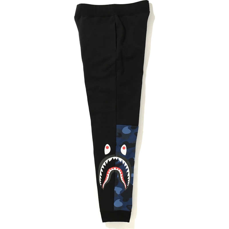 BAPE Color Camo Side Shark Slim Sweat Pants Black/Blue Men's