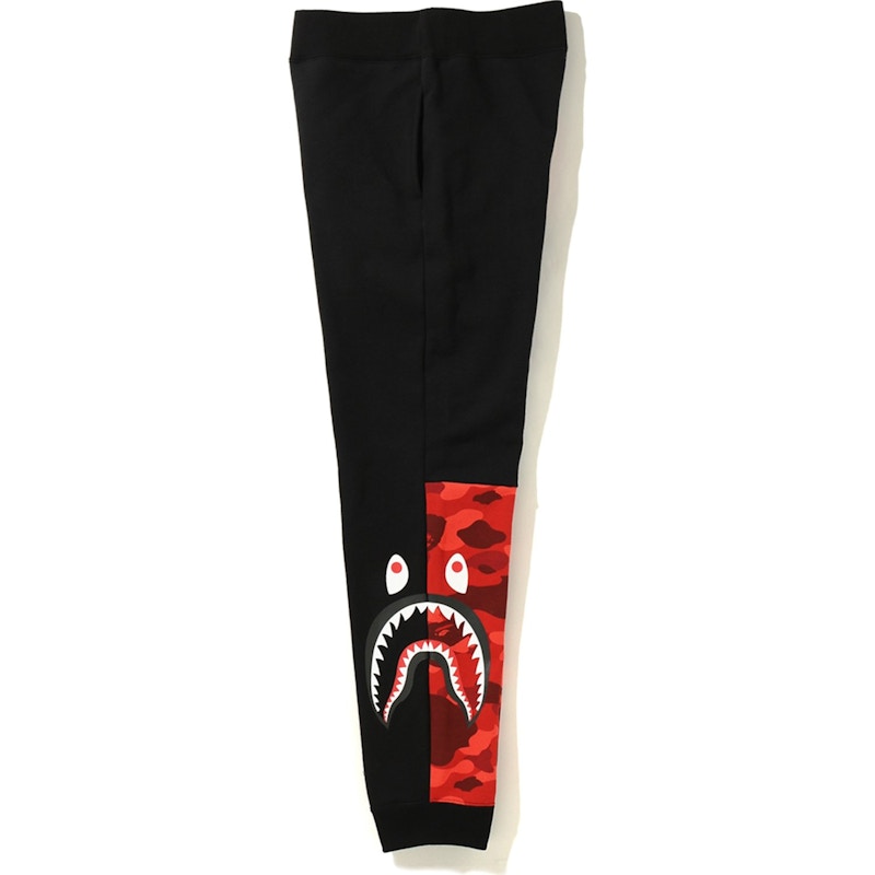 BAPE Color Camo Side Shark Slim Sweat Pants Black/Red Men's - FW19