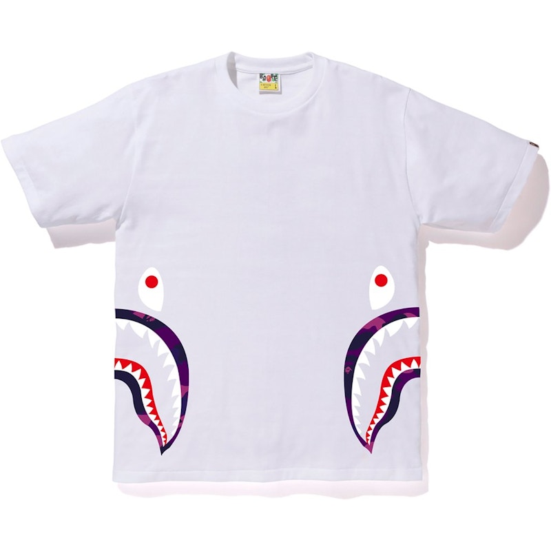 BAPE Color Camo Side Shark Tee White/Purple Men's - SS22 - US