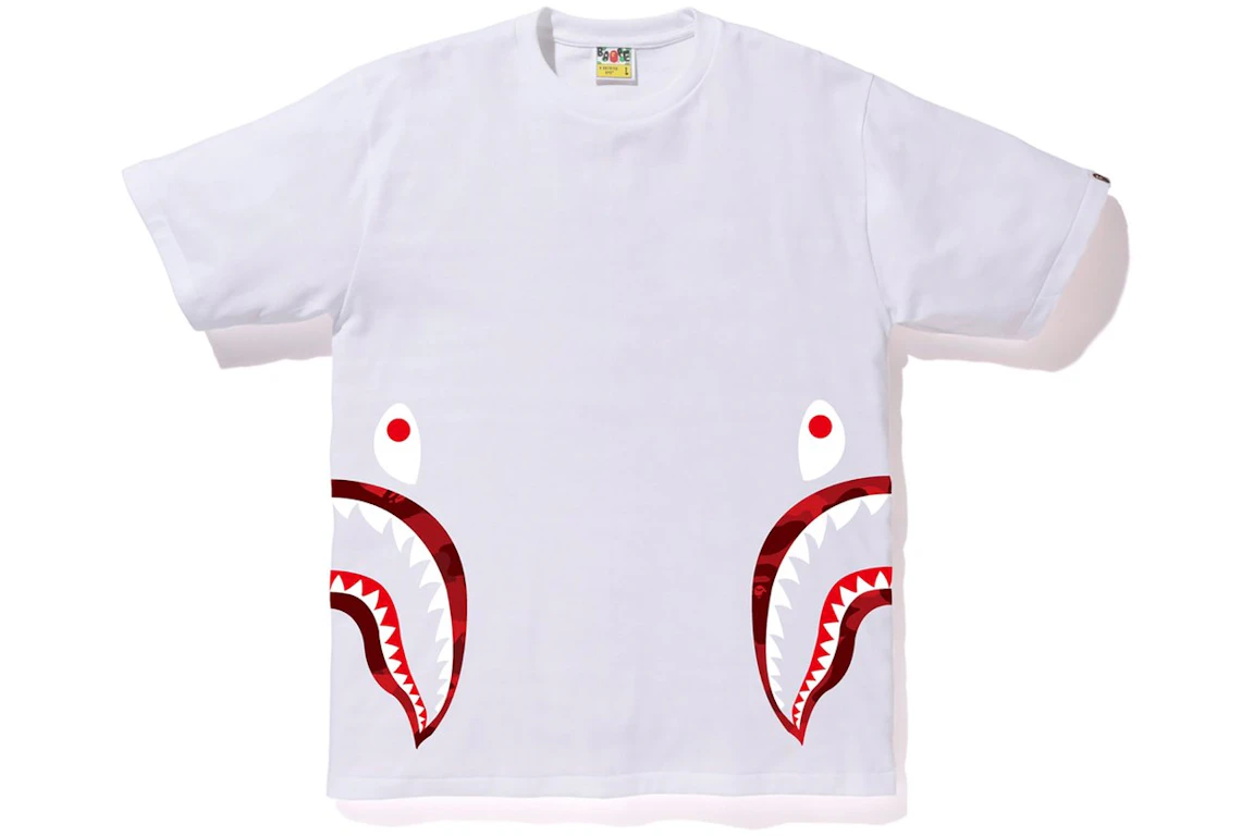 BAPE Color Camo Side Shark Tee White/Red