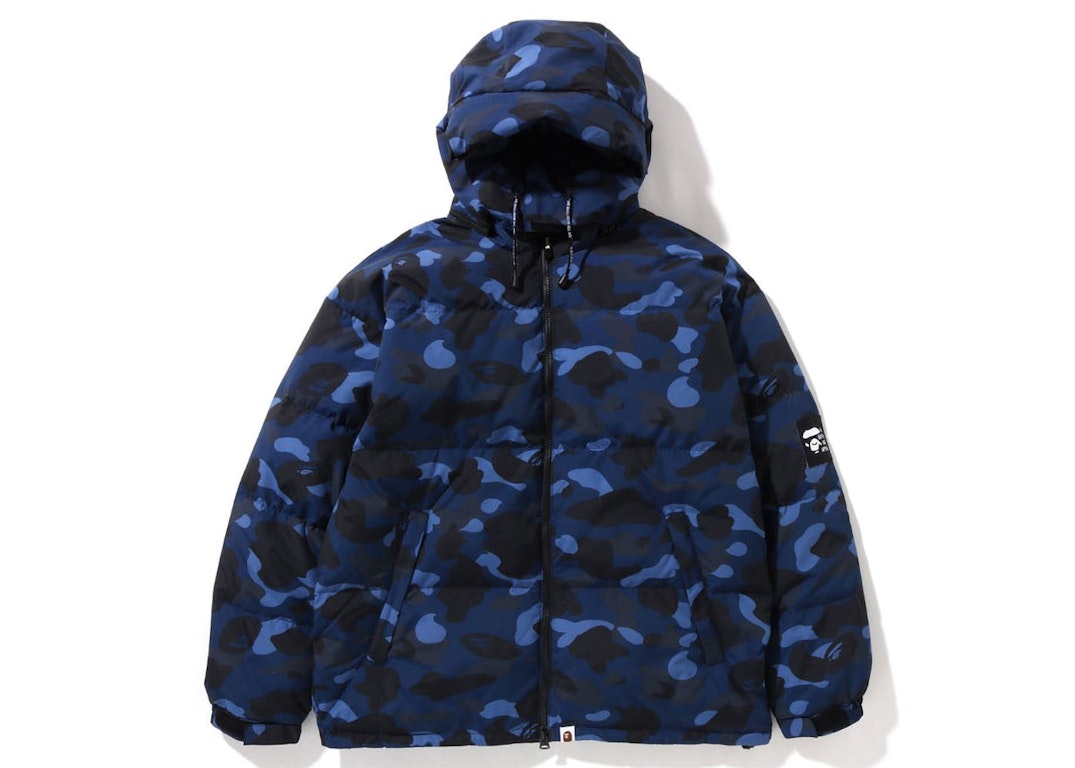 Pre-owned Bape Color Camo Relaxed Fit Down Jacket Navy