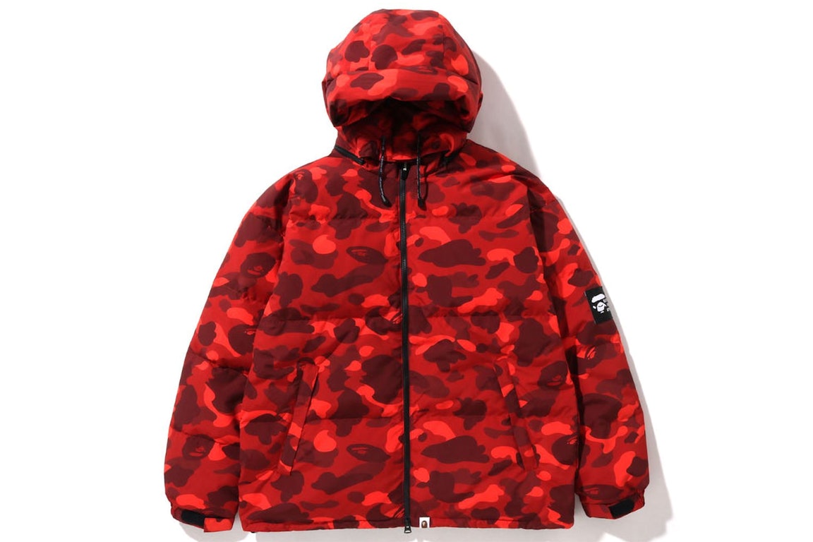Pre-owned Bape Color Camo Relaxed Fit Down Jacket Red