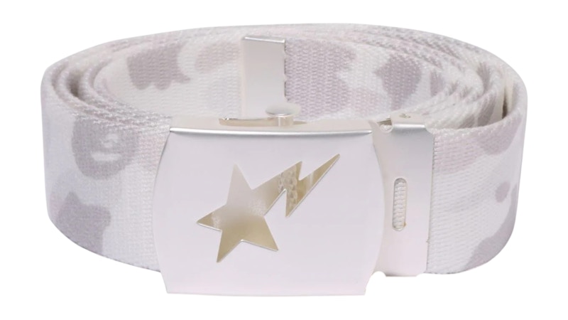 Pre-owned Bape Men's  Camo Sta Gi Belt In White