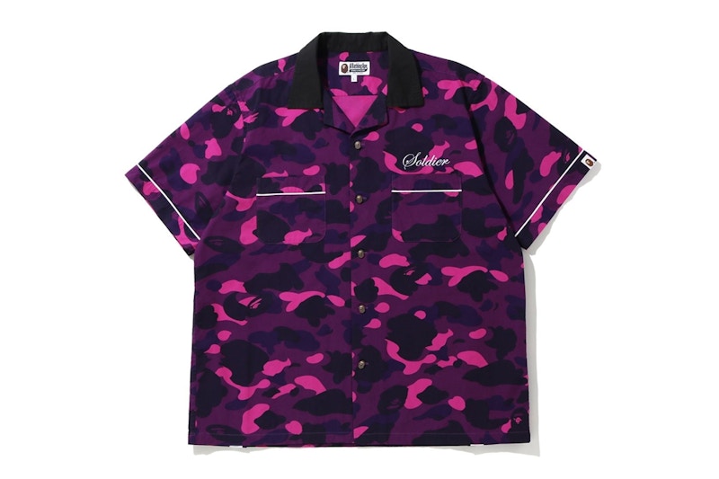 A bathing ape shop purple camo shirt