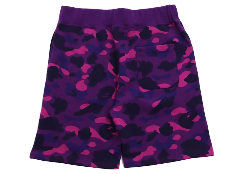 Bape purple cheap camo shorts