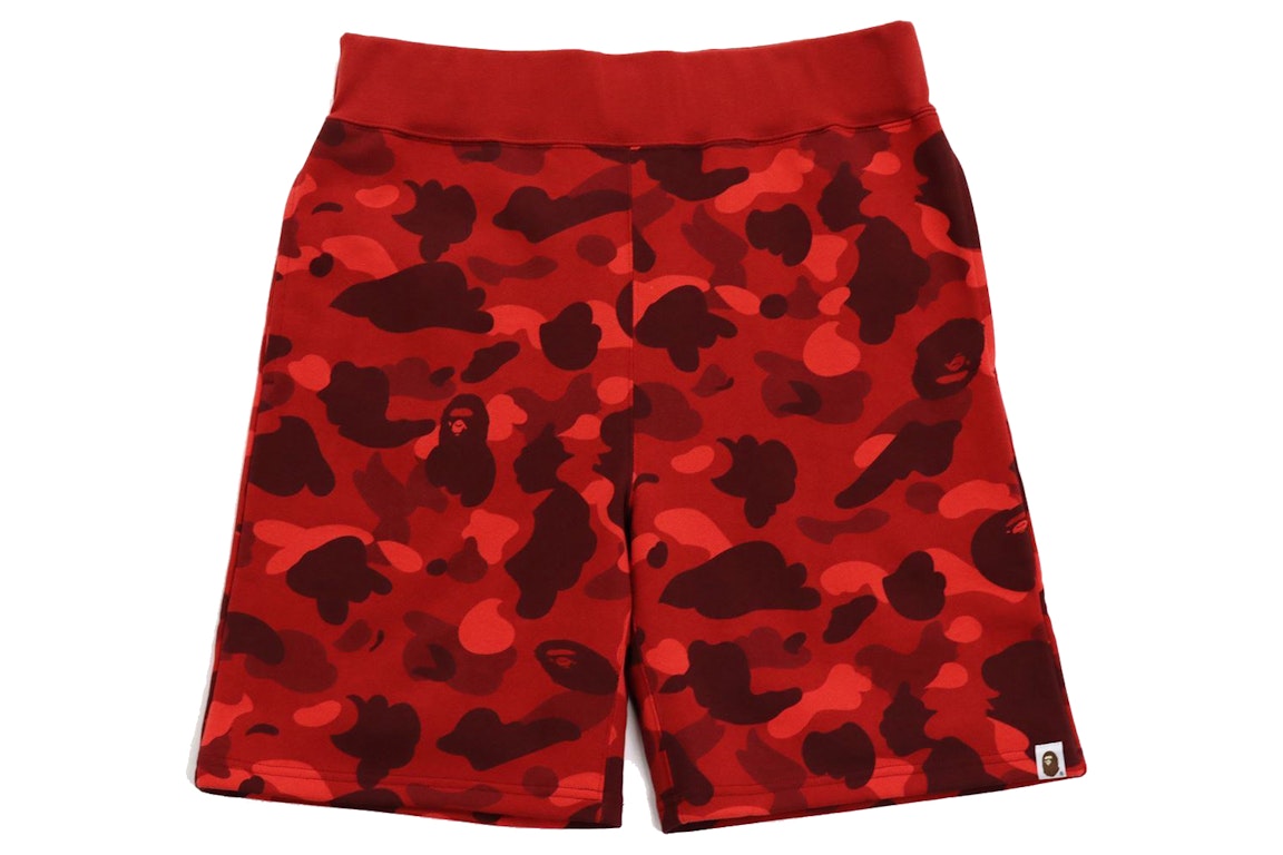 Pre-owned Bape Color Camo Sweat Shorts (fw21) Red