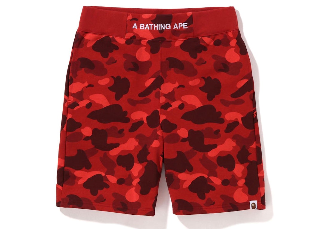 Pre-owned Bape Color Camo Sweat Shorts (ss22) Red