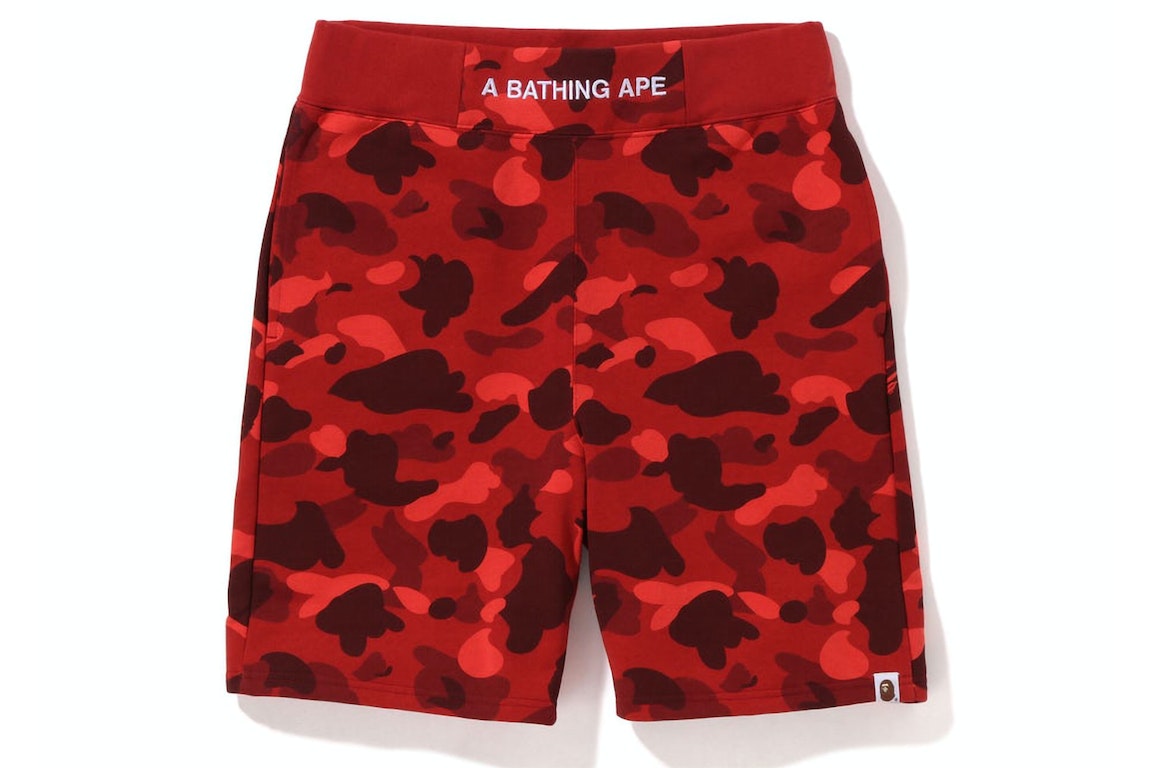 Pre-owned Bape Color Camo Sweat Shorts (ss22) Red
