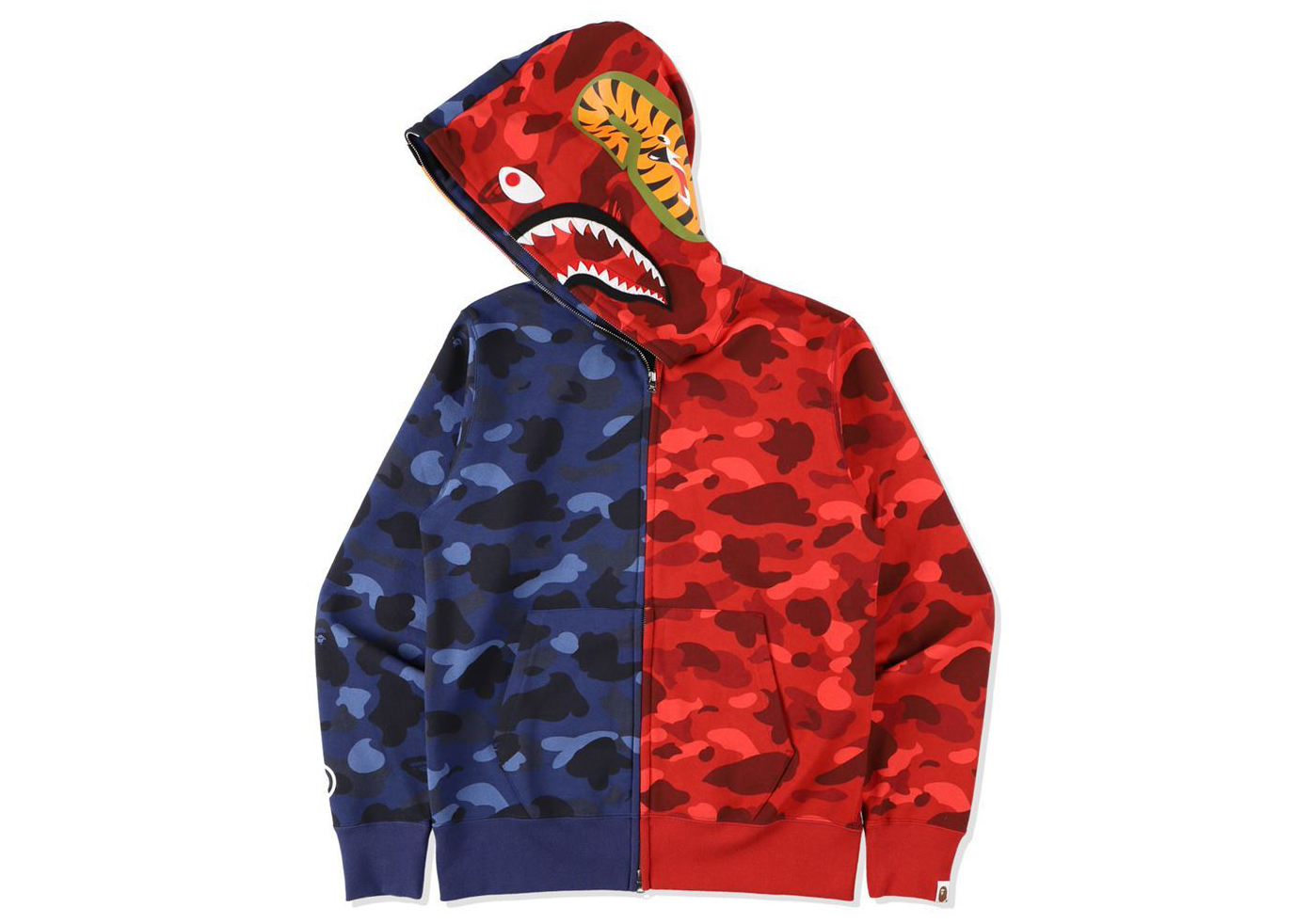 BAPE Color Camo Tiger Shark Half Full Zip Hoodie Navy Men s SS21