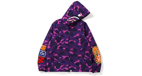 BAPE Color Camo WGM Shark Hoodie Jacket Purple