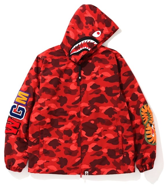 BAPE Color Camo WGM Shark Hoodie Jacket Red Men's - SS20 - GB