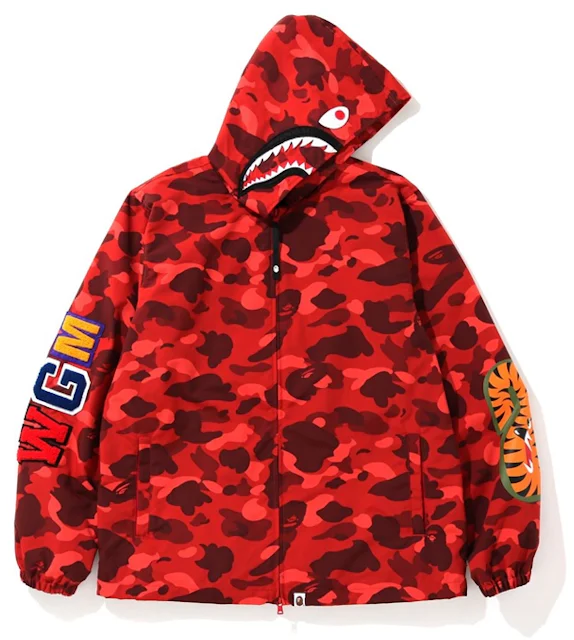 BAPE Color Camo WGM Shark Hoodie Jacket Red Men's - SS20 - US