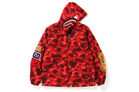 BAPE Color Camuflaje WGM Shark Sudadera Con Capucha Chaqueta Rojo