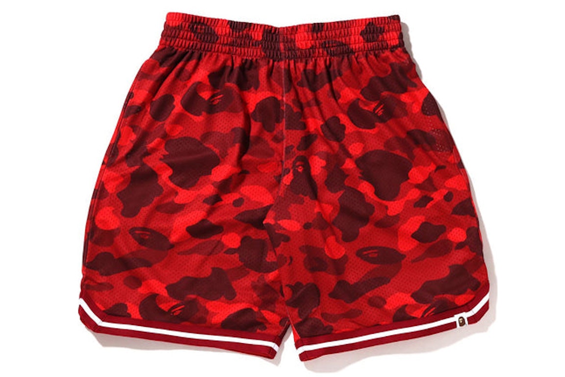Pre-owned Bape Color Camo Wide Fit Basketball Shorts Red