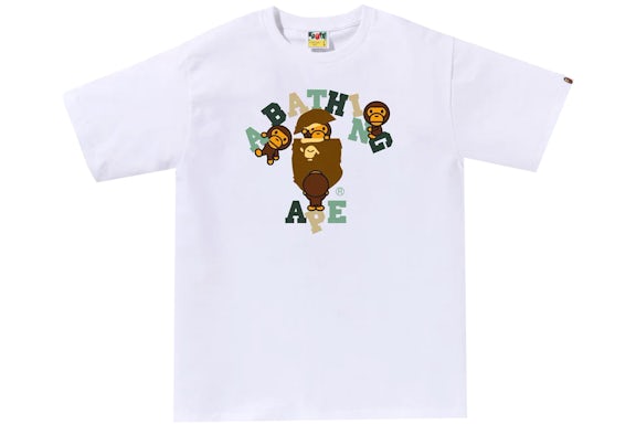 BAPE Colors Camiseta Milo Universitaria Blanco