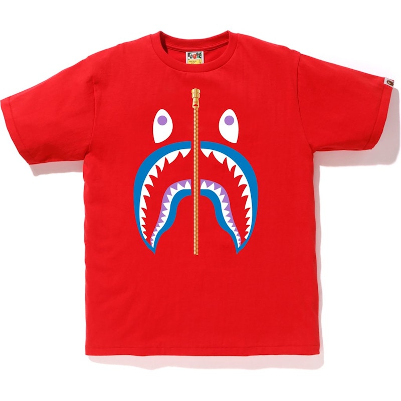 BAPE Colors Gold Zip Shark Tee SS19 Red Men s SS19 US