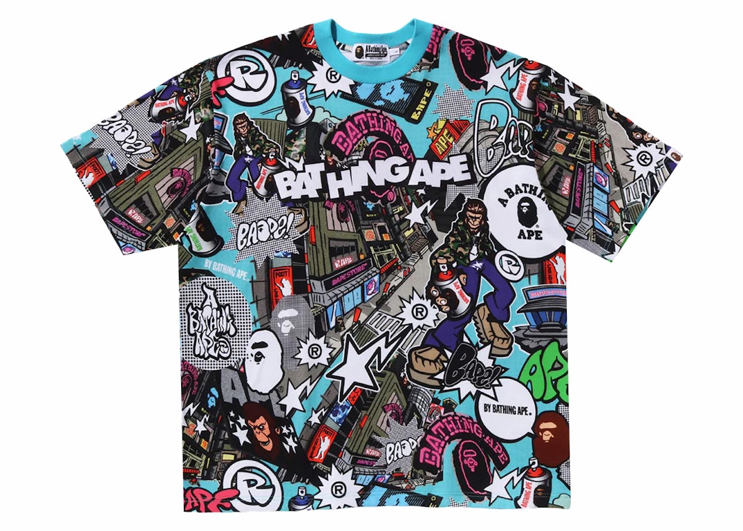 Pre-owned Bape Comic Art Relaxed Fit Tee Multicolor