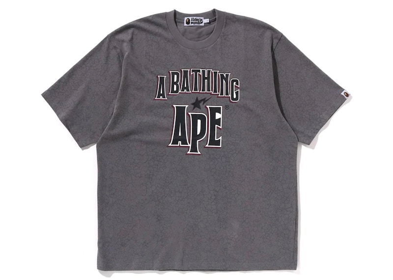 BAPE Crack Print Pattern Logo Relaxed Fit Tee Black