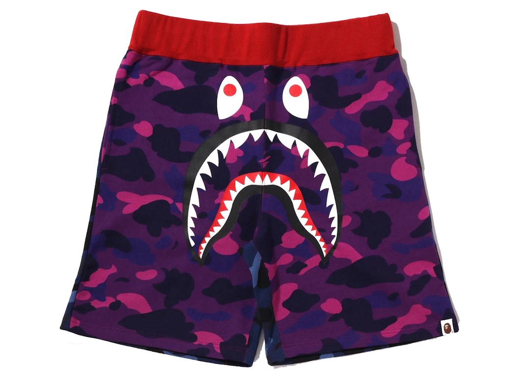 Pre-owned Bape Crazy Camo Shark Sweat Shorts Purple