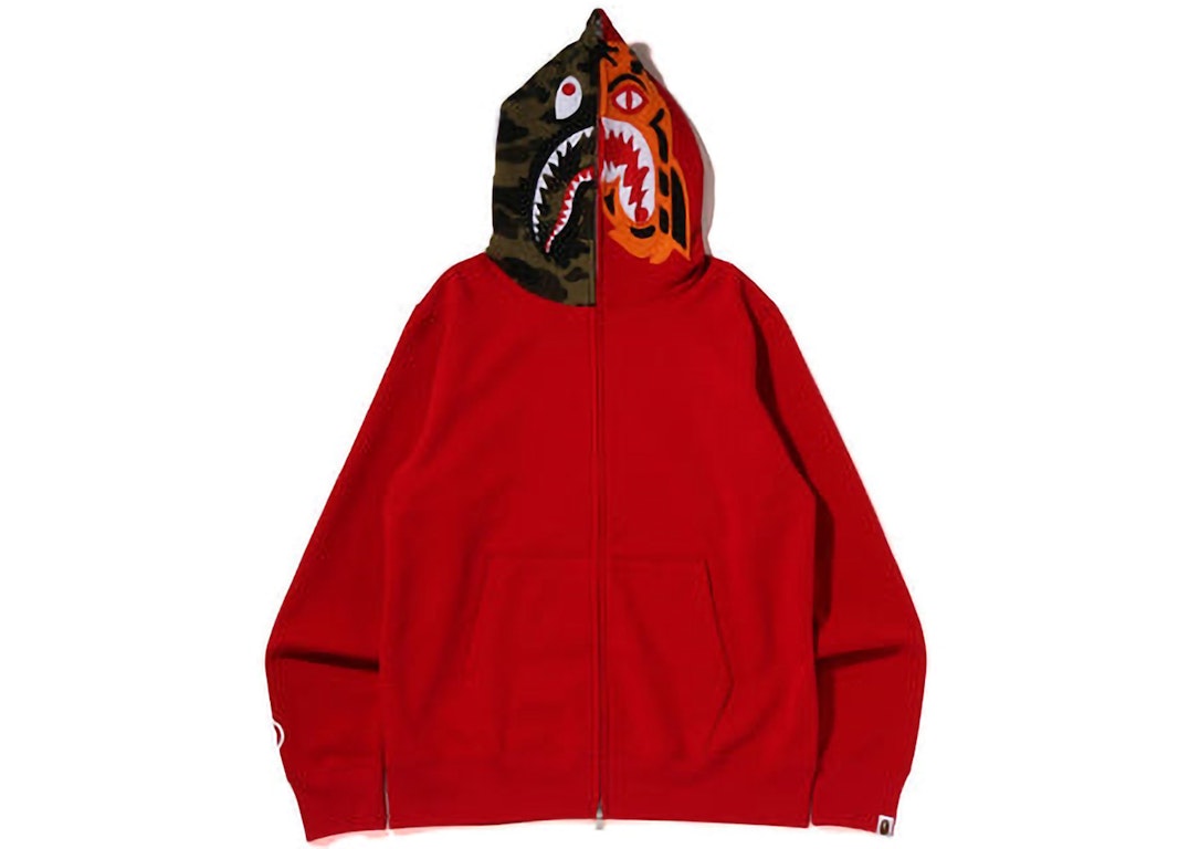 Pre-owned Bape Crazy Face Full Zip Hoodie Red