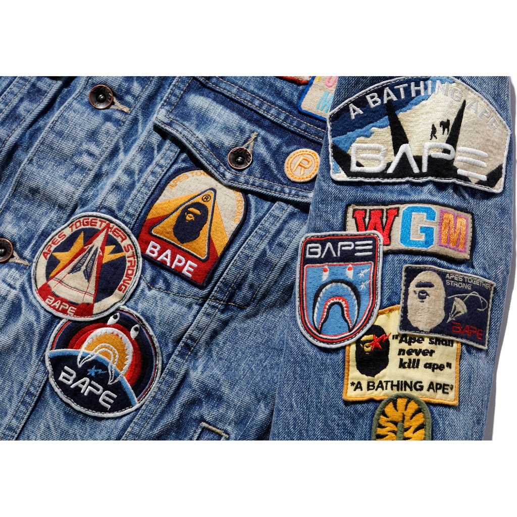 BAPE Crazy Patch Denim Jacket Indigo Men's - FW19 - US