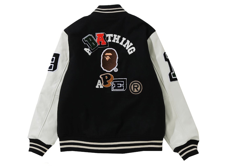 BAPE Crazy Patch Varsity Jacket Black Men's - FW21 - US