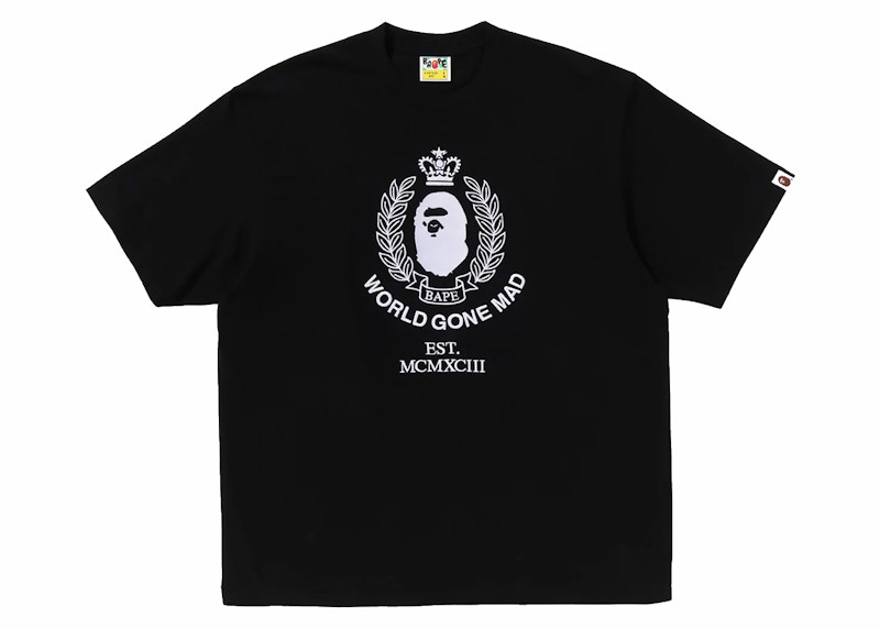 BAPE Crest College Logo Relaxed Fit Tee Black Men's - SS24 - US