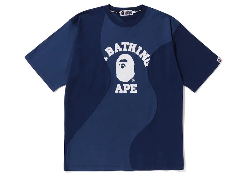 BAPE Cutting College Relaxed Fit Tee Navy Men's - SS23 - US