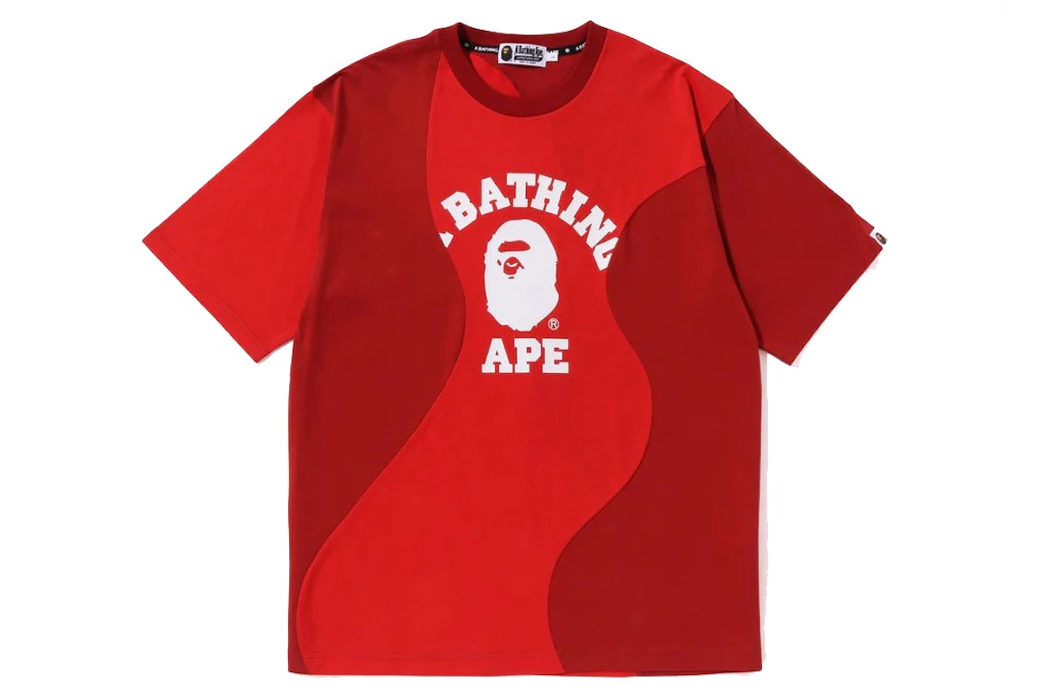 Pre-owned Bape Cutting College Relaxed Fit Tee Red