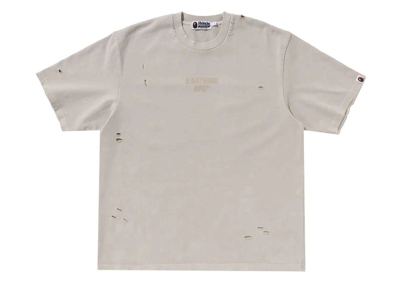 BAPE Damaged Garment Dyed Relaxed Fit Tee Ivory 男装 - SS24 - CN