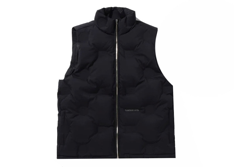 BAPE Debossed Monogram Puffer Down Vest Black Men's - FW23 - US