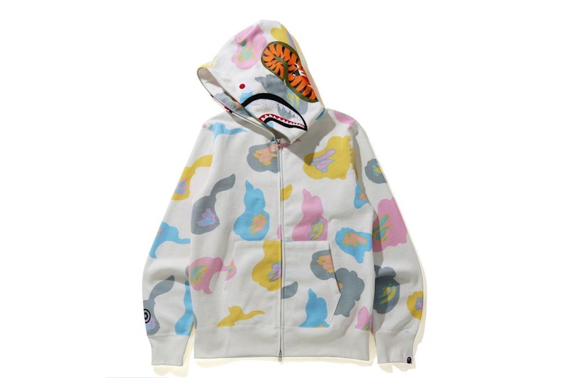 Multi camo shark shop full zip hoodie