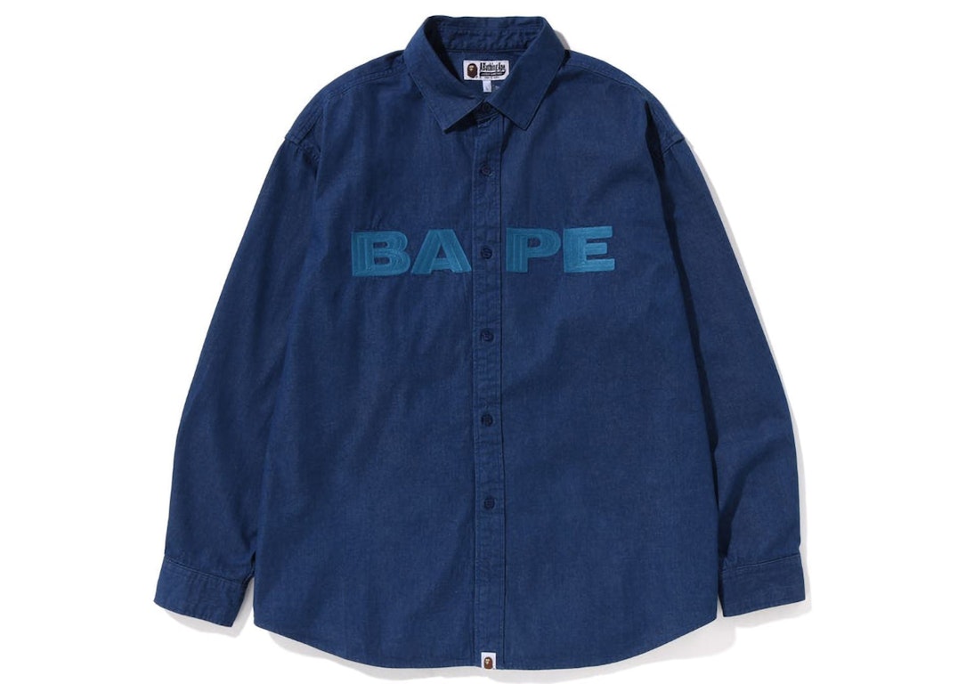Pre-owned Bape Denim Loose Fit Shirt Indigo