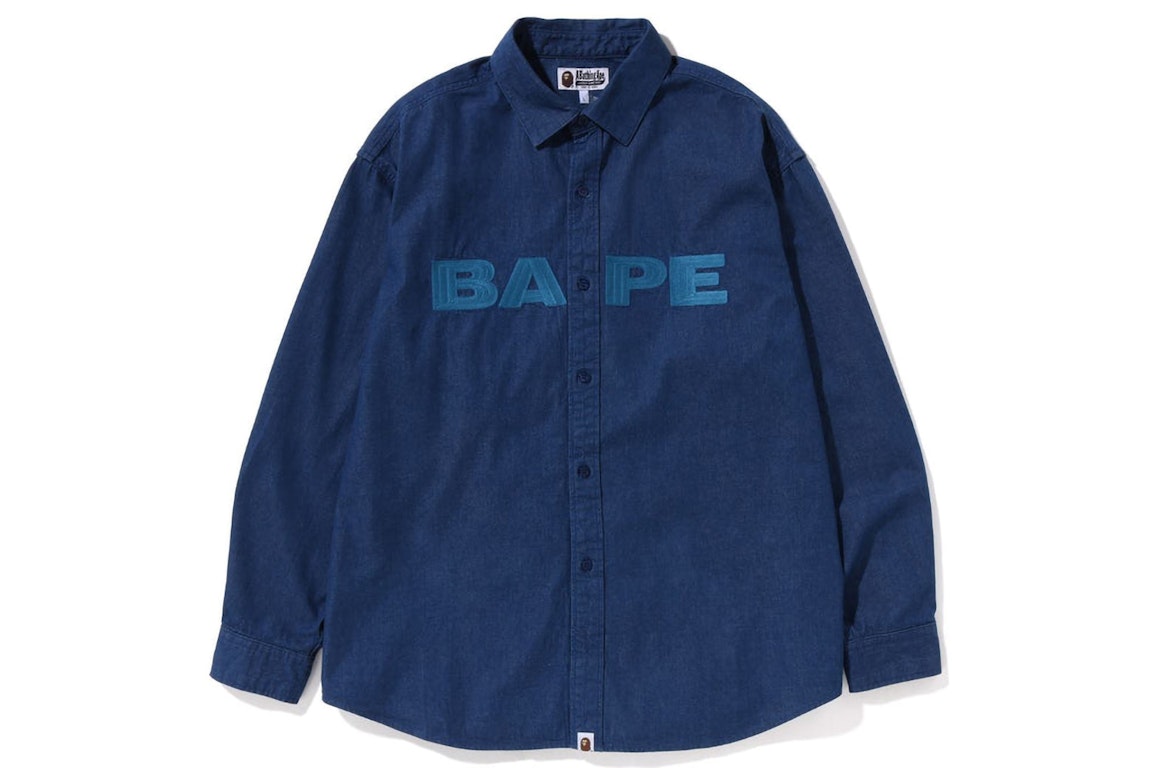 Pre-owned Bape Denim Loose Fit Shirt Indigo