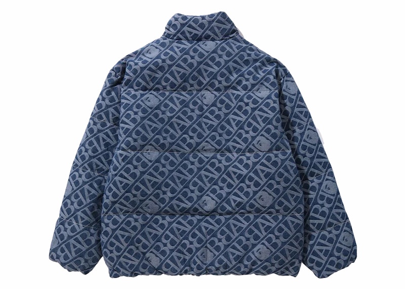 BAPE Denim Monogram Puffer Down Jacket Blue Men's - FW23 - US