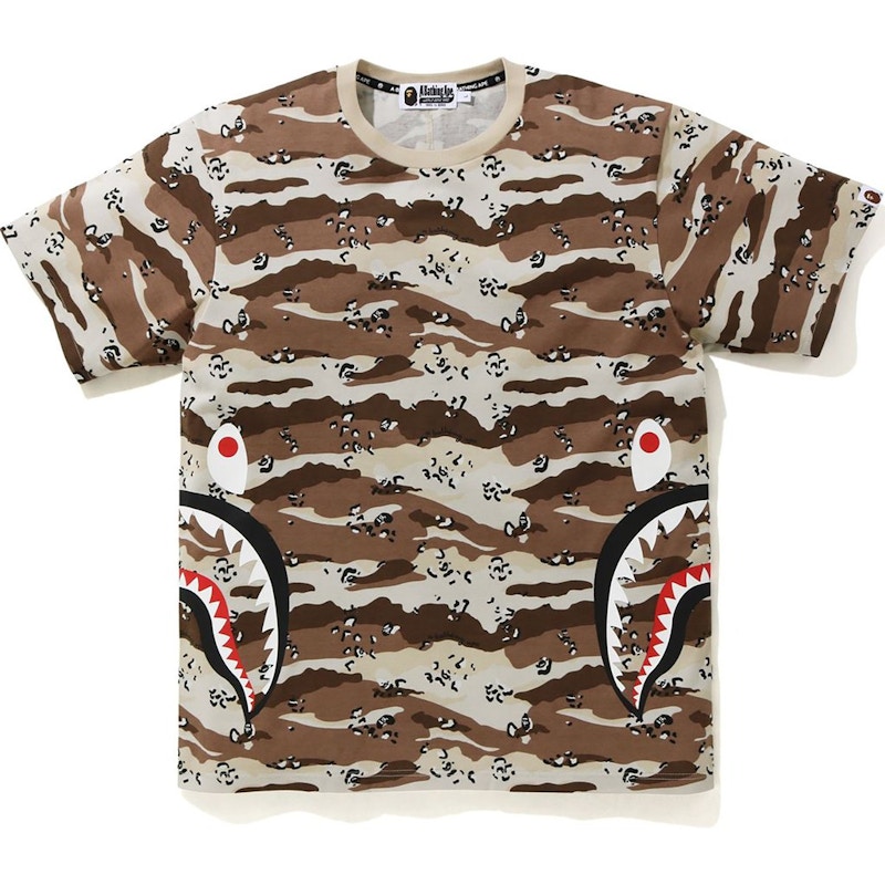 BAPE 1st Camo Side Shark Tee Black/Green Men's - Multiple - US